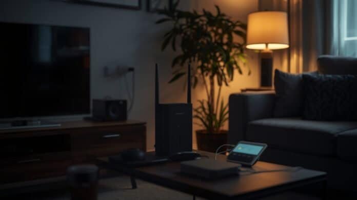 Home electronics restarting after a power outage with emphasis on surge protection and safety