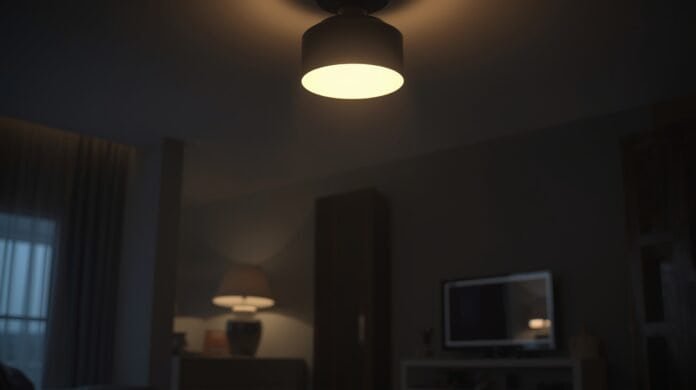 Indoor lights flickering in a home after a power outage with no visible branding