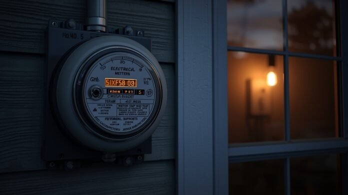 Residential electrical meter and interior outlet showing signs of unstable voltage conditions