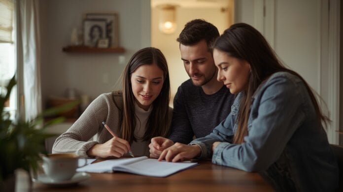 Household reviewing an emergency preparedness checklist together at home