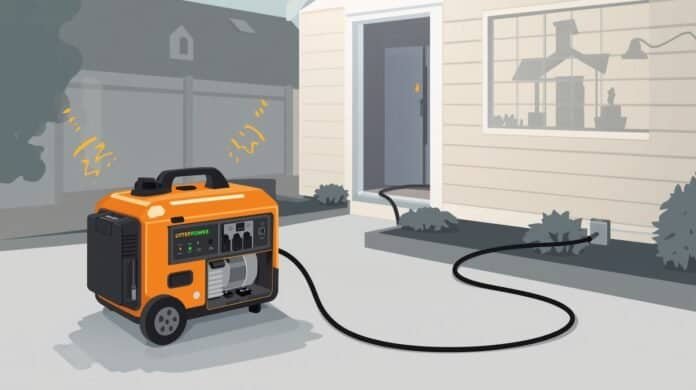 Generator runs fine then quits under load — homeowner safety and troubleshooting visual.