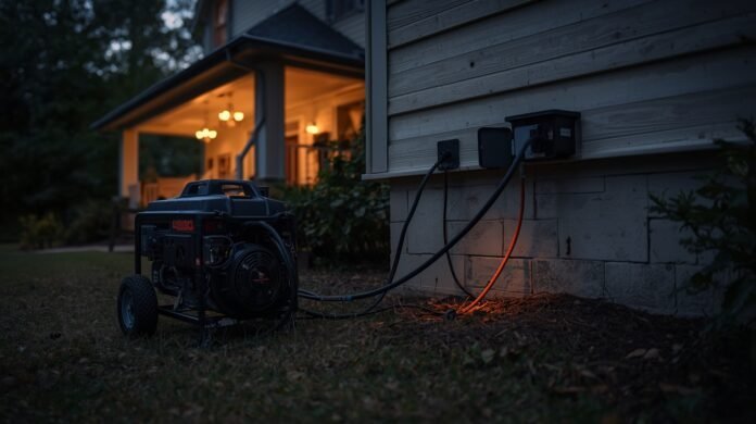 Portable generator connected to a home inlet box with no interior power