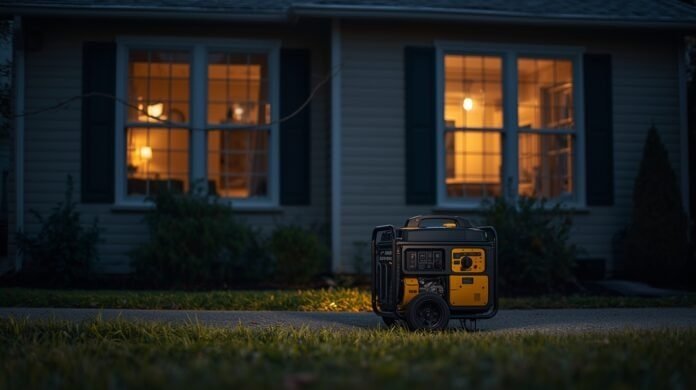 Home generator powering lights while a refrigerator and air conditioner remain off