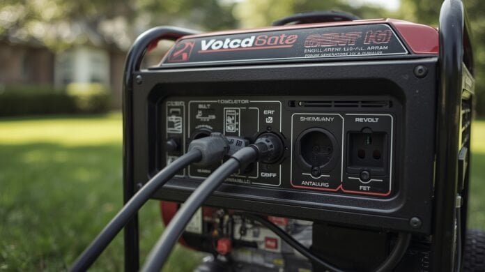 Portable generator with unused 240‑volt outlet while extension cords power smaller loads