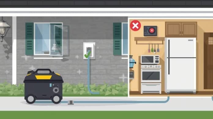 Generator powering some devices but not others during a home power outage, showing load imbalance and startup surge issues