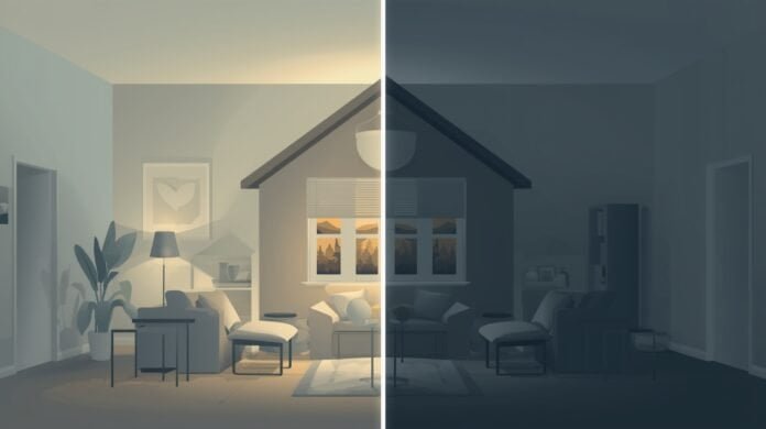 Featured image illustrating a home with partial power after a power outage.