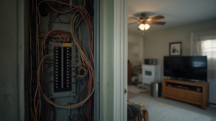 Older home electrical panel supplying multiple modern household appliances