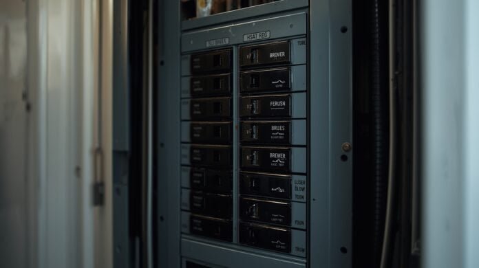 Residential electrical panel with clearly separated breaker spaces illustrating the concept of individual dedicated circuits.