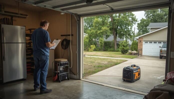 Homeowner planning generator load rotation with a refrigerator, phone charger, and sump pump priority list during an outage.